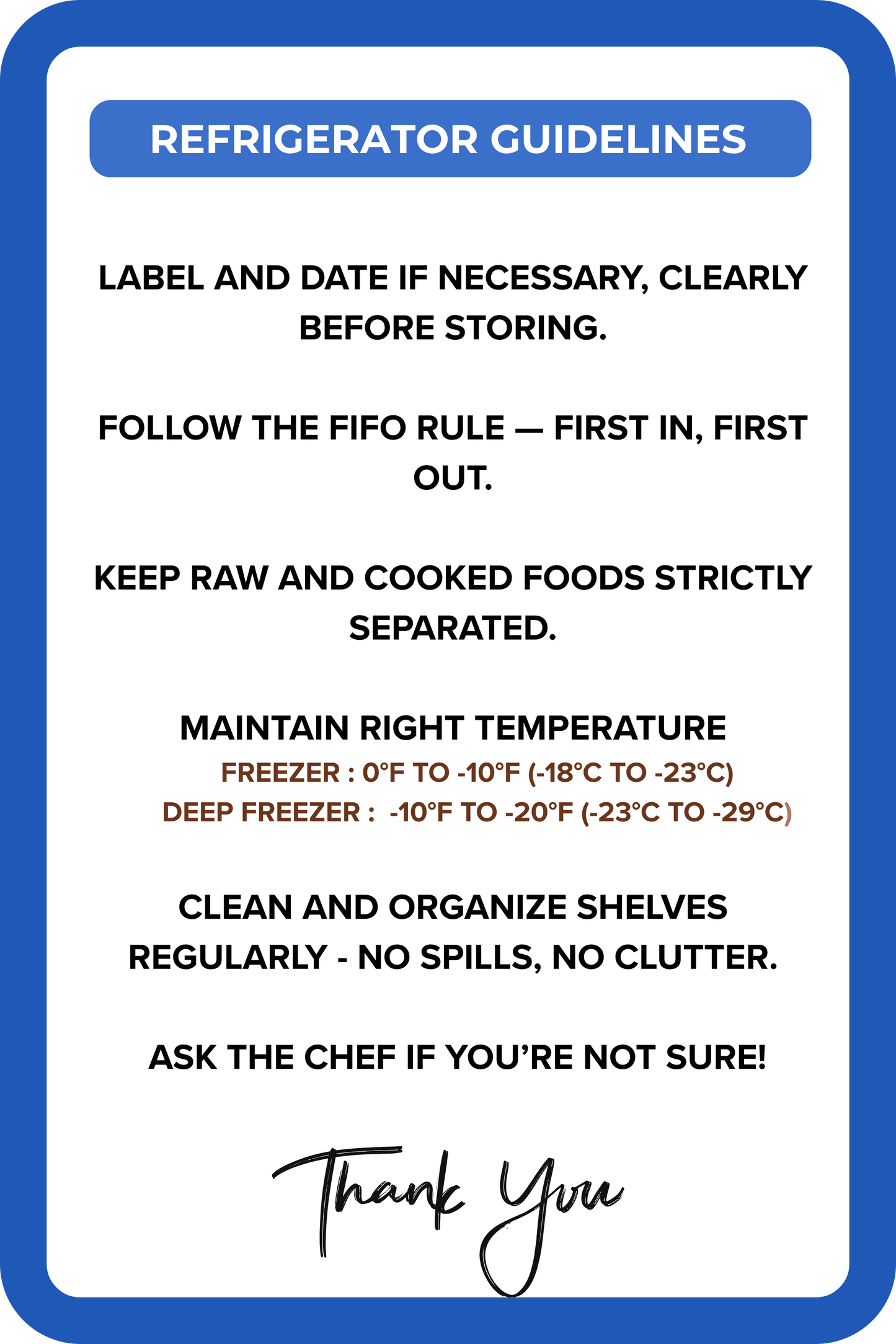 Refrigerator Guidelines