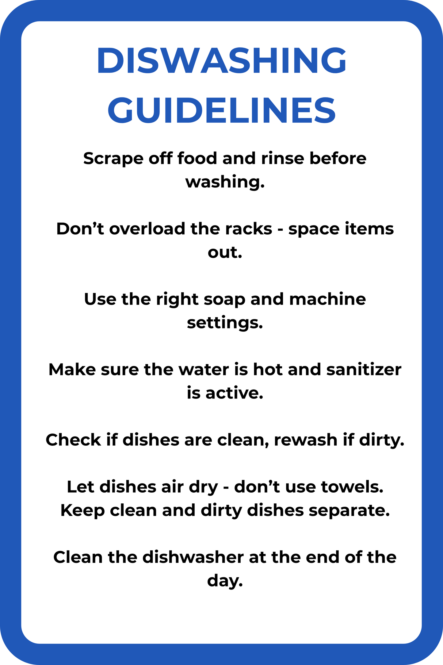 Dishwashing Guidelines