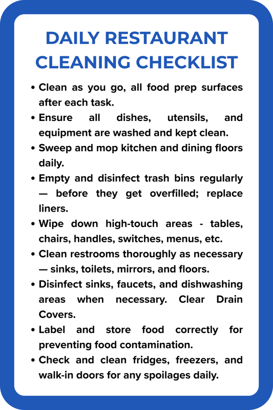 Restaurant Cleaning Checklist