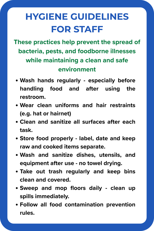 Kitchen Hygiene Guidelines For staff
