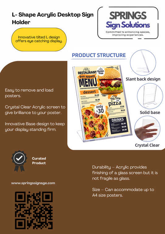T101 - Acrylic Poster Holder For Tables L - Type